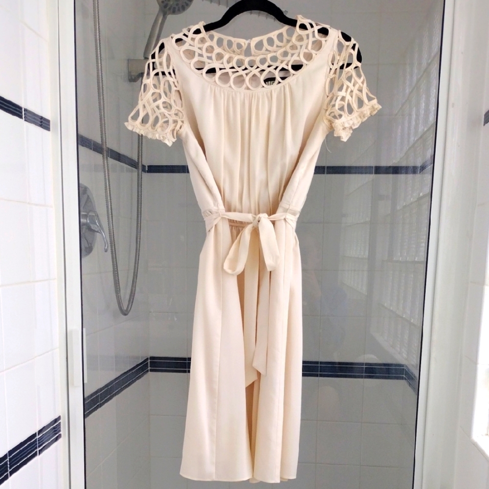 Miss Sixty Cream Dress with Lace Accents